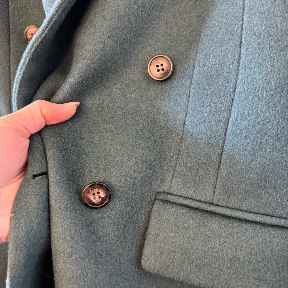 NWT LOFT Rich Teal Green Wool Coat Pea Coat - Picture 3 of 11